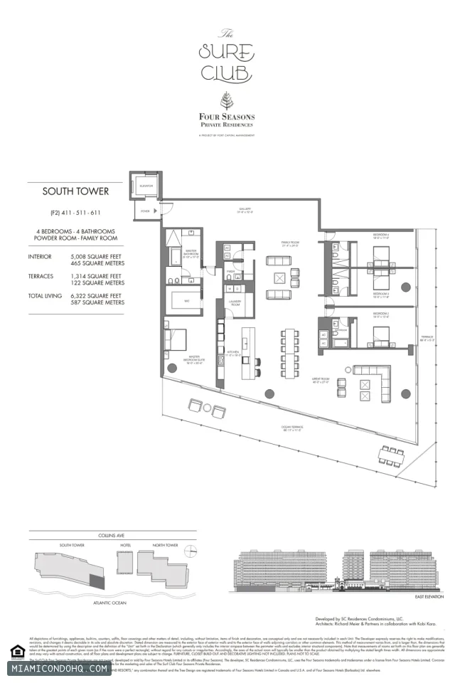 The Residences at The Surf Club (Four Seasons) floor plan 4 bedrooms
