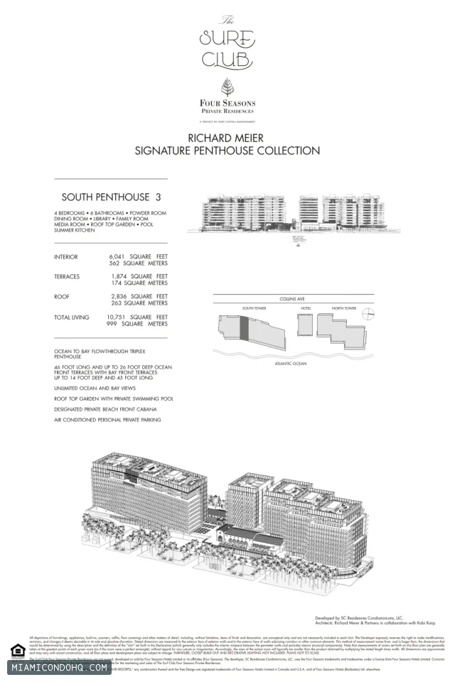 The Residences at The Surf Club (Four Seasons) floor plan Penthouse 3 · 4 bedrooms