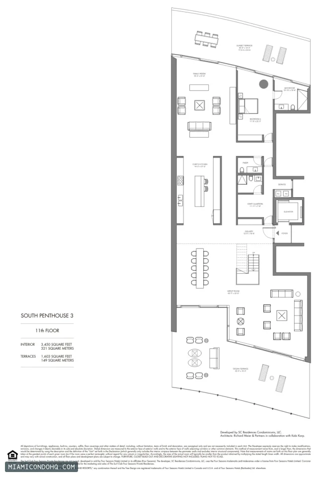 The Residences at The Surf Club (Four Seasons) floor plan Penthouse 3