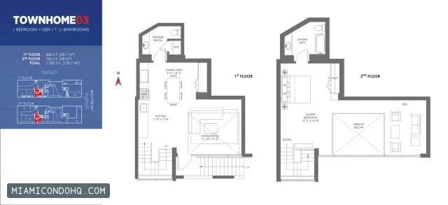 The Crimson floor plan 1 bedroom