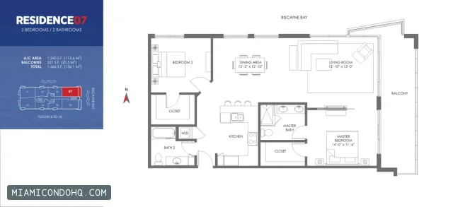 The Crimson floor plan Residence 07 · 2 bedrooms
