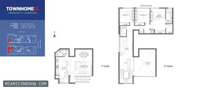 The Crimson floor plan Townhome 01 · 3 bedrooms