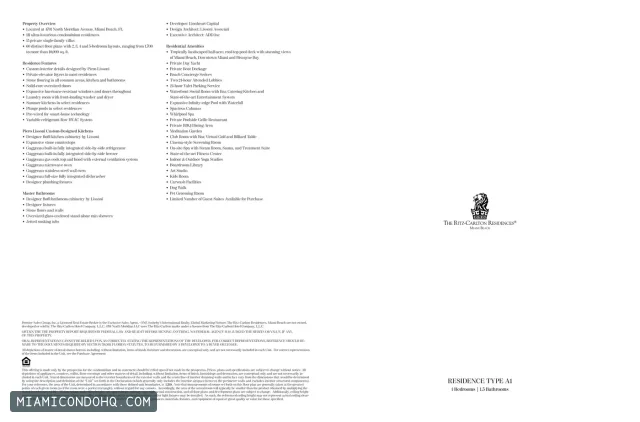 The Ritz-Carlton Residences, Miami Beach floor plan