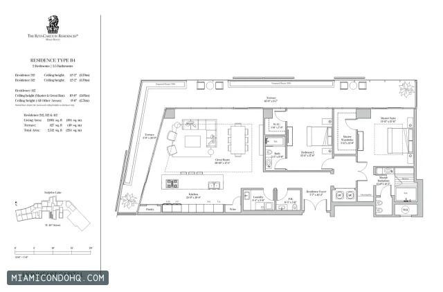 The Ritz-Carlton Residences, Miami Beach floor plan Type B4 · 2 bedrooms