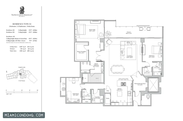 The Ritz-Carlton Residences, Miami Beach floor plan Type C2 · 2 bedrooms