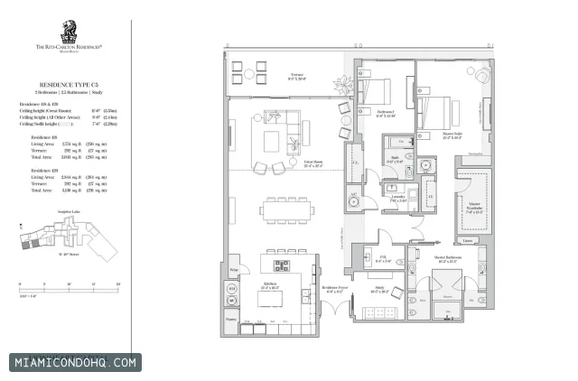The Ritz-Carlton Residences, Miami Beach floor plan Type C5 · 2 bedrooms