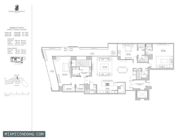 The Ritz-Carlton Residences, Miami Beach floor plan Residence 102 · 2 bedrooms