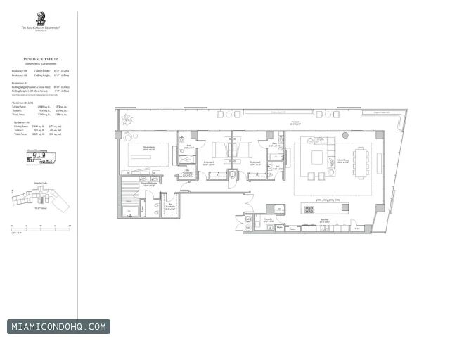 The Ritz-Carlton Residences, Miami Beach floor plan Type D2 · 3 bedrooms