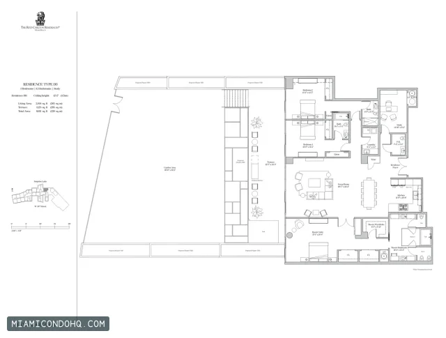 The Ritz-Carlton Residences, Miami Beach floor plan Type D3 · 3 bedrooms