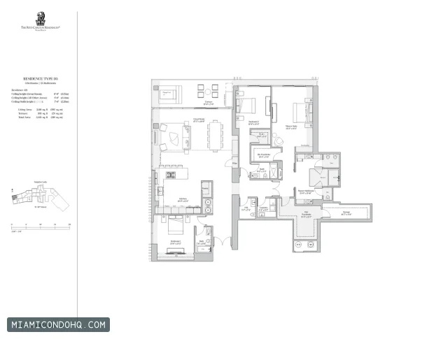 The Ritz-Carlton Residences, Miami Beach floor plan Type D5 · 3 bedrooms
