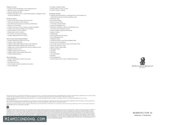 The Ritz-Carlton Residences, Miami Beach floor plan Type A3