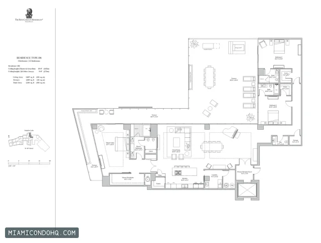 The Ritz-Carlton Residences, Miami Beach floor plan Type D6 · 3 bedrooms