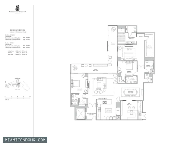 The Ritz-Carlton Residences, Miami Beach floor plan Residence 510 · 3 bedrooms