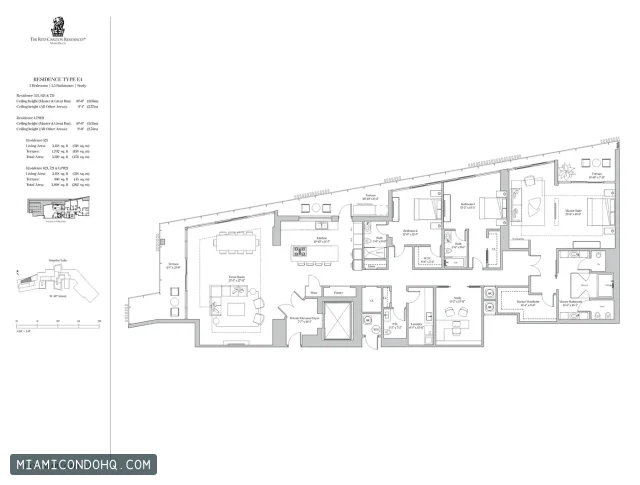 The Ritz-Carlton Residences, Miami Beach floor plan Residence 321 · 3 bedrooms