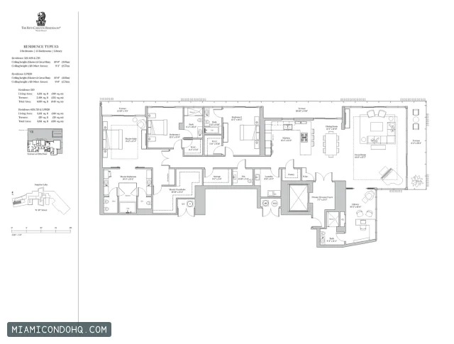The Ritz-Carlton Residences, Miami Beach floor plan Residence 520 · 3 bedrooms