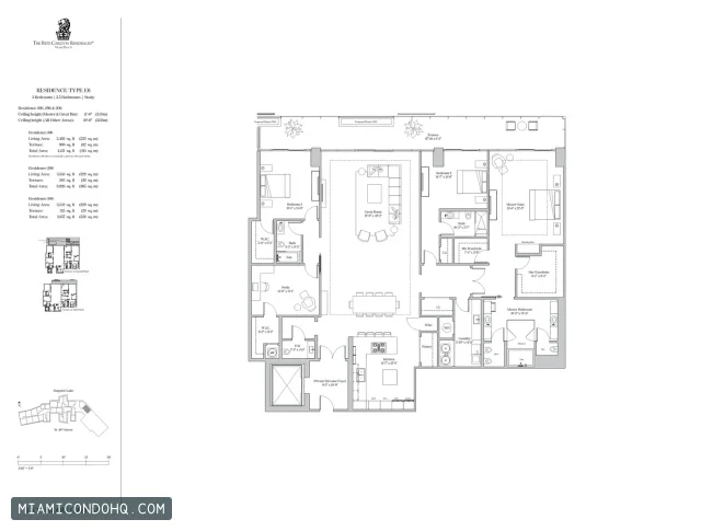 The Ritz-Carlton Residences, Miami Beach floor plan Type E6 · 3 bedrooms