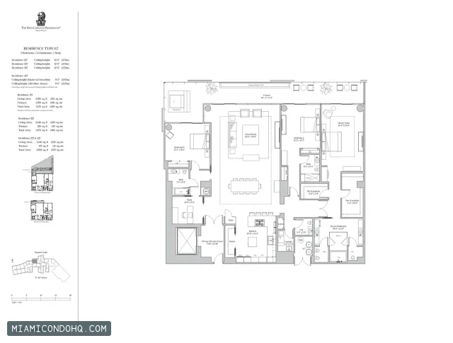 The Ritz-Carlton Residences, Miami Beach floor plan Type E7 · 3 bedrooms