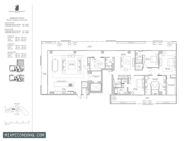 The Ritz-Carlton Residences, Miami Beach floor plan Residence 327 · 3 bedrooms