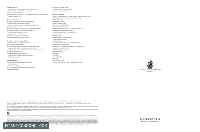 The Ritz-Carlton Residences, Miami Beach floor plan Type B1