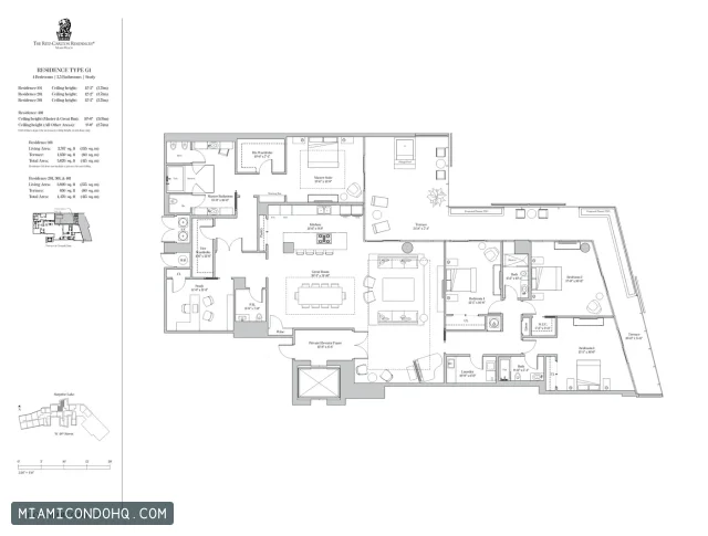 The Ritz-Carlton Residences, Miami Beach floor plan Residence 101 · 4 bedrooms