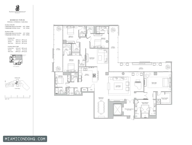 The Ritz-Carlton Residences, Miami Beach floor plan Residence 501 · 5 bedrooms