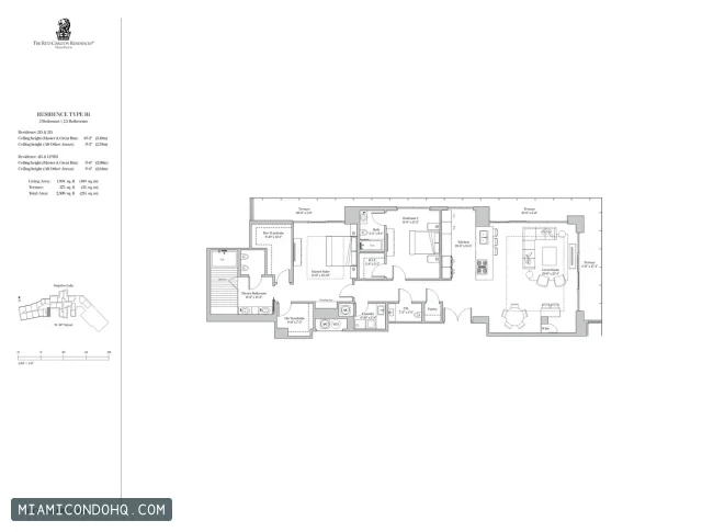 The Ritz-Carlton Residences, Miami Beach floor plan Residence 215 · 2 bedrooms