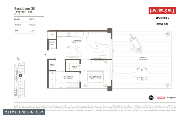 The Standard Residences floor plan Residence 08 · 1 bedroom