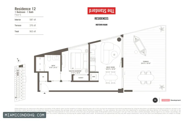 The Standard Residences floor plan Residence 12 · 1 bedroom