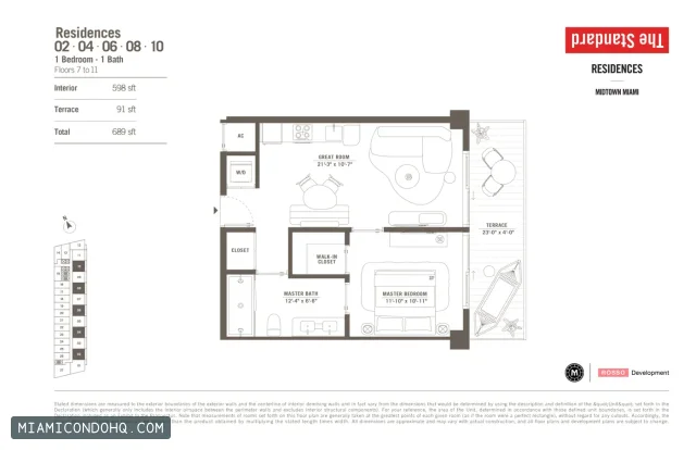 The Standard Residences floor plan 1 bedroom