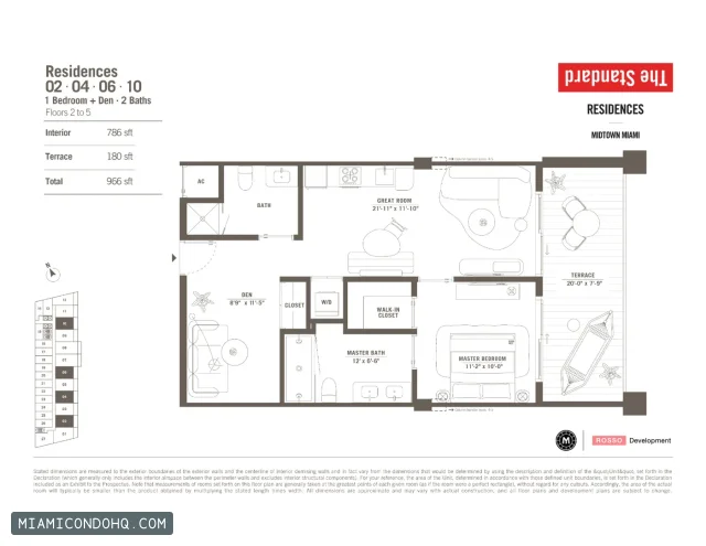 The Standard Residences floor plan 1 bedroom