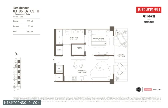 The Standard Residences floor plan 1 bedroom