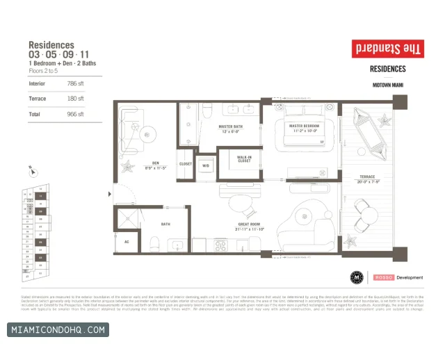 The Standard Residences floor plan 1 bedroom