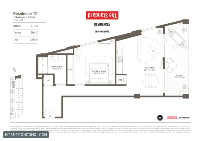 The Standard Residences floor plan Residence 12 · 1 bedroom