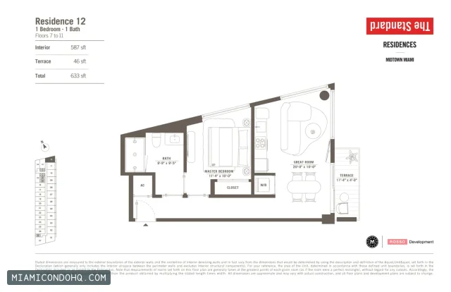 The Standard Residences floor plan Residence 12 · 1 bedroom