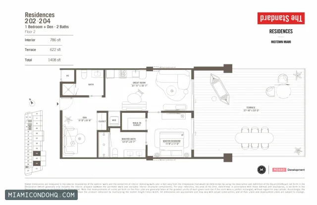 The Standard Residences floor plan 1 bedroom