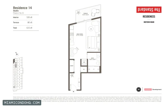 The Standard Residences floor plan Residence 14 · Studio