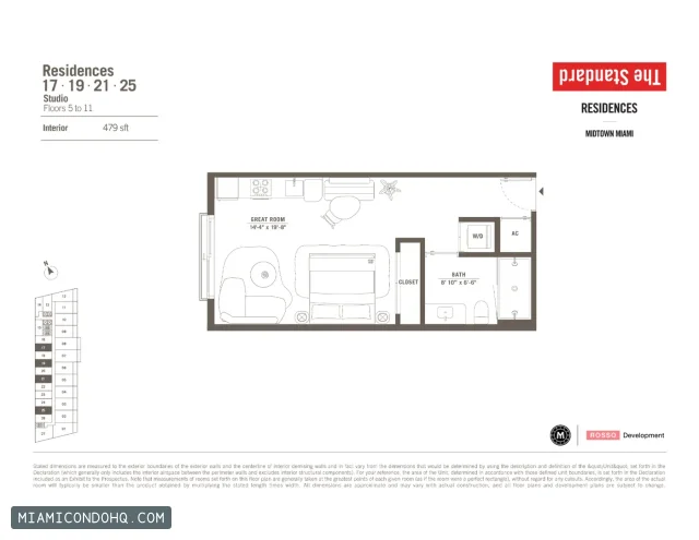 The Standard Residences floor plan Studio