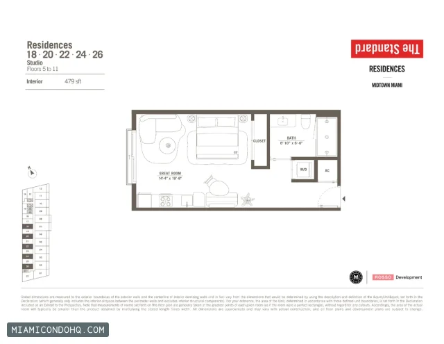 The Standard Residences floor plan Studio