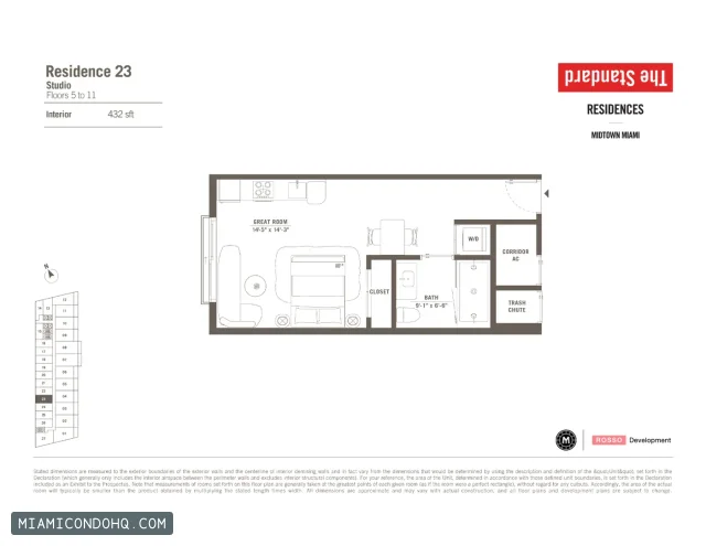 The Standard Residences floor plan Residence 23 · Studio