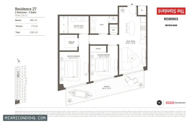 The Standard Residences floor plan Residence 27 · 2 bedrooms