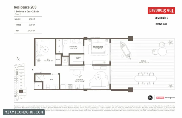 The Standard Residences floor plan Residence 203 · 1 bedroom