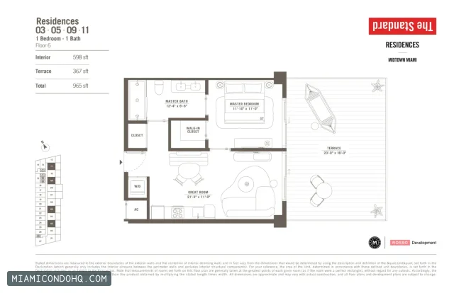 The Standard Residences floor plan 1 bedroom