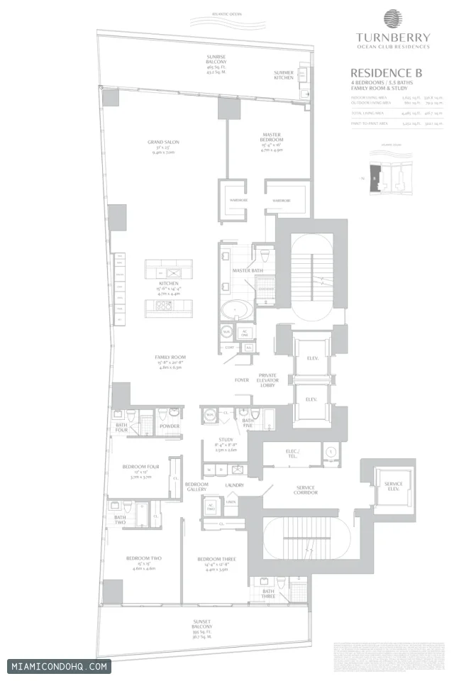 Turnberry Ocean Club Residences floor plan 4 bedrooms
