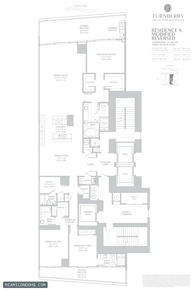 Turnberry Ocean Club Residences floor plan 3 bedrooms