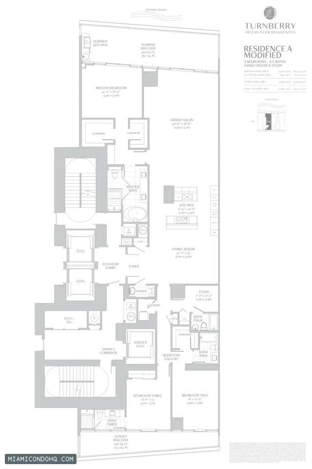 Turnberry Ocean Club Residences floor plan 3 bedrooms