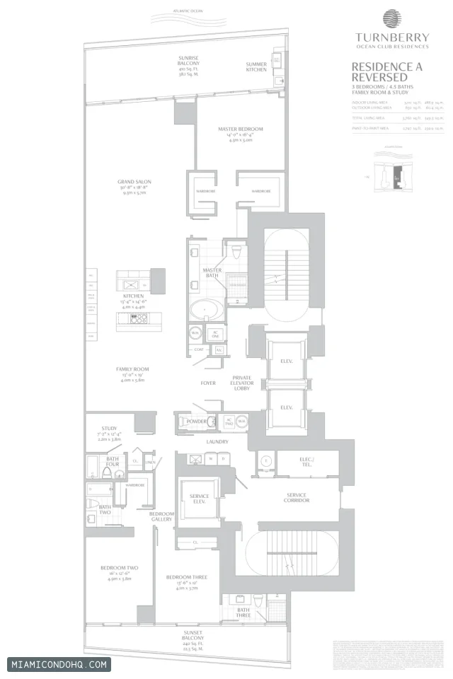 Turnberry Ocean Club Residences floor plan 3 bedrooms