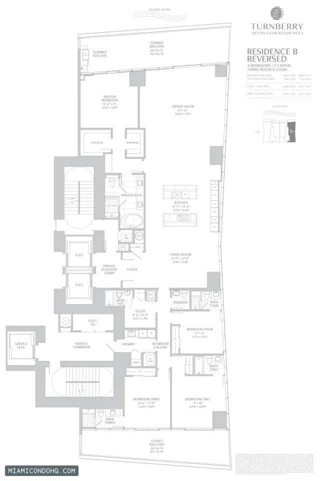 Turnberry Ocean Club Residences floor plan 4 bedrooms