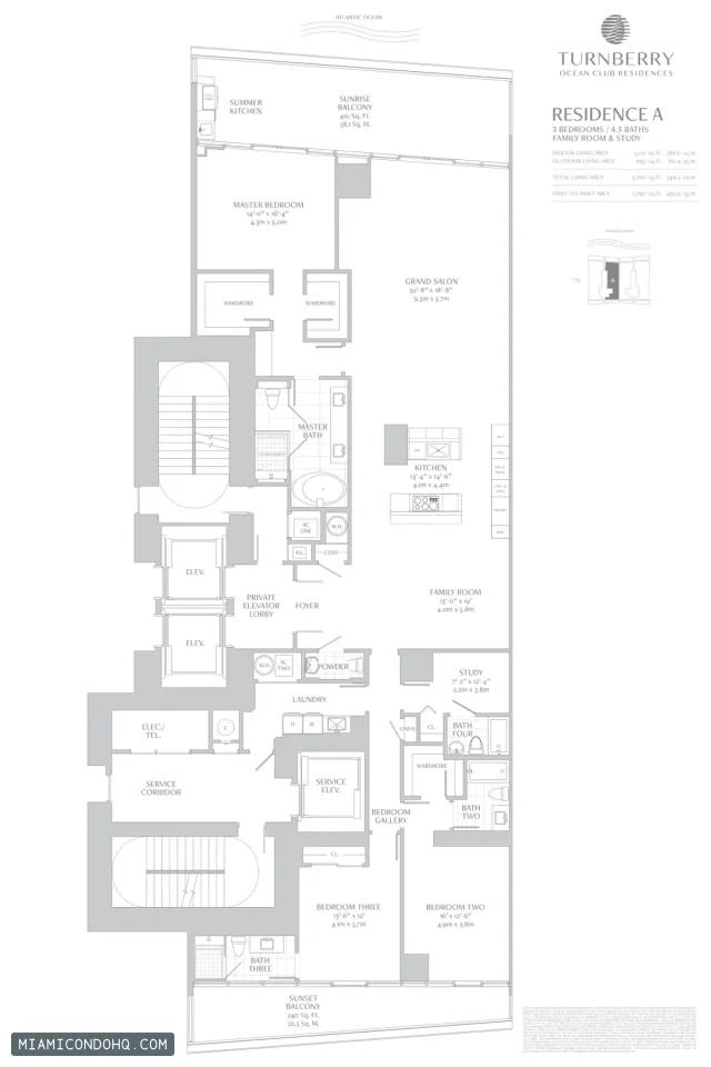 Turnberry Ocean Club Residences floor plan 3 bedrooms