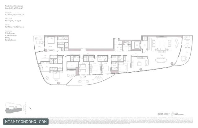 Una Residences floor plan Unit 02 · 5 bedrooms