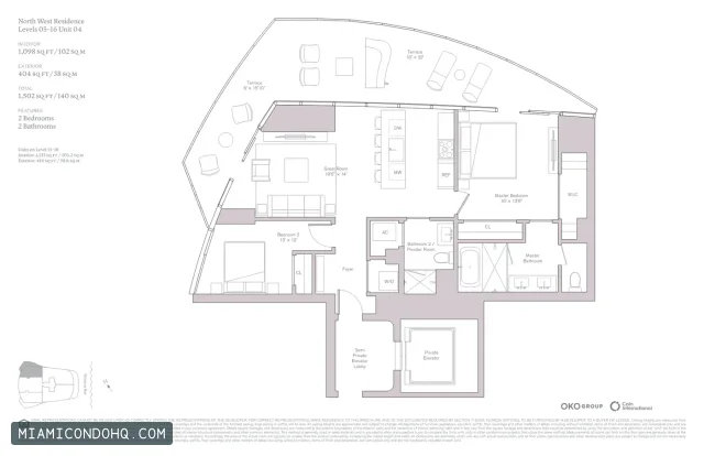 Una Residences floor plan Unit 04 · 2 bedrooms